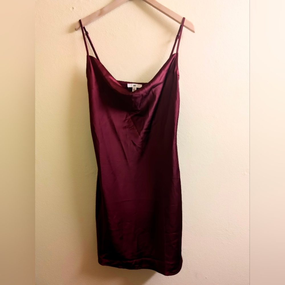 BP. Nordstrom's Burgundy Red Purple Satin Chemise Dress